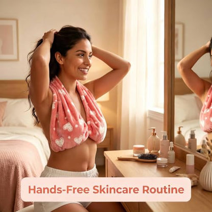 Pink Adjustable Hands-Free Bra Towel for Women - Quick Dry Shower Wrap