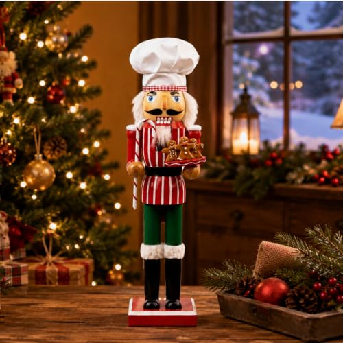 15-Inch Christmas Chef Nutcracker Figurine - Gingerbread Baking Decor