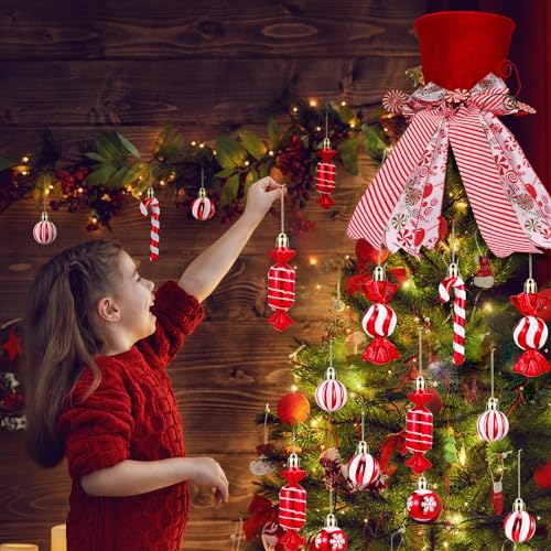Christmas Candy Cane & Tree Topper Set - Holiday Decor