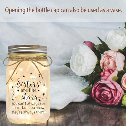 Stars Sisters Mason Jar Night Light - Sister Gift from Sister Birthday Christmas