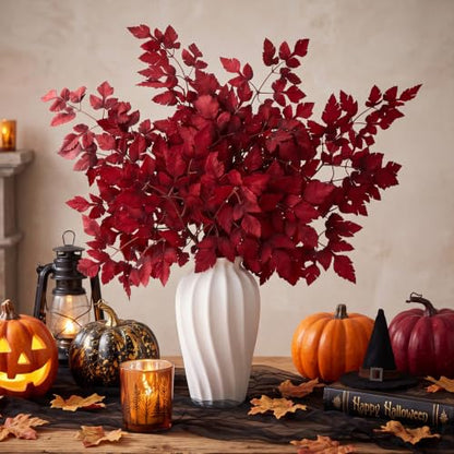 Artificial Cimicifuga Leaf Stems Burgundy 4 Pack for Fall Decor