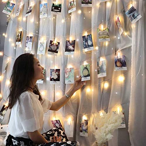 CozyHome - 5.5YD LED Photo String Lights with Clips & Timer Remote | Indoor Fairy Lights for Teen Room Decor