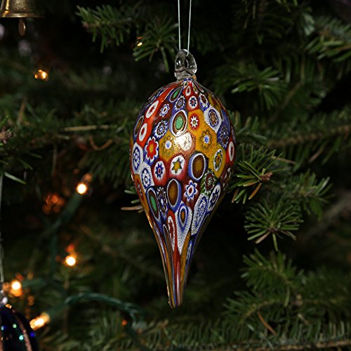 Murano Glass Christmas Ornament - Handmade Gold Icicle Decor