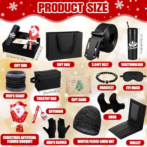 Christmas Tree Gift Set for Men - 14 Holiday Gift Items Including Socks, Hat, Scarf & More - Variation of THIS listing