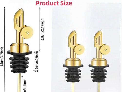 2 Pack Olive Oil Pour Spout,Stainless Steel Liquor Bottle Pourers,Auto Flip Liquor Dispenser Spout,Alcohol Pourer Spouts for Alcohol Wine Syrup Home Bar Accessories (Golden)