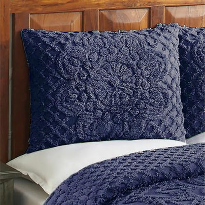 Glam 3 Piece 100% Cotton Tufted Medallion Chenille Bedspread - King Size