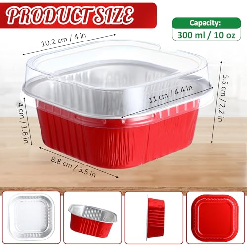 150 Pcs 10 oz Christmas Red & Green Mini Cake Pans with Lids Set