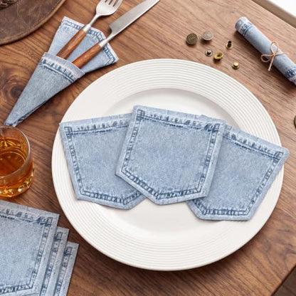 Western Cowboy Denim Style Baby Shower Napkins - 100 Pack