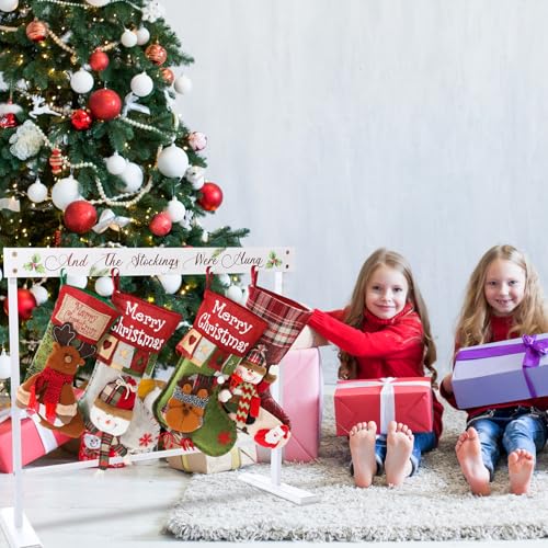 White Christmas Stocking Stand with 4 Hooks Floor Holder