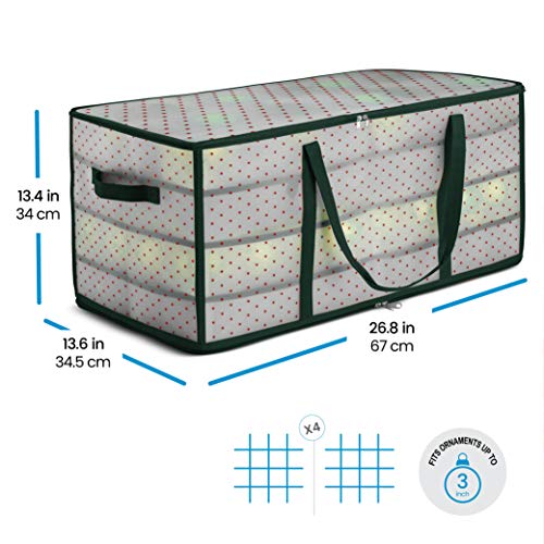Christmas Ornament Storage Box Plastic - Fits 128 Ornaments, Green - Variation of 128 Ornaments / Green