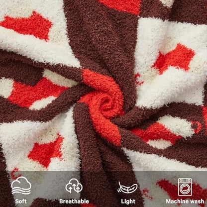Christmas Knitted Throw Blanket - Ultra-Soft 60x80 with Stocking Pattern, Cozy Holiday Decor