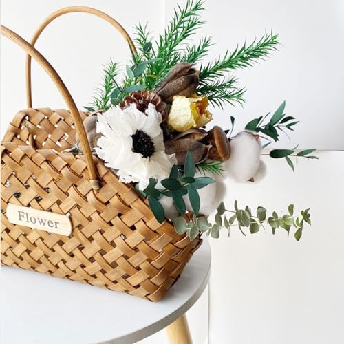 Handcrafted Wood Chip Storage Basket A - Lightweight Decorative Fruit and Flower Basket