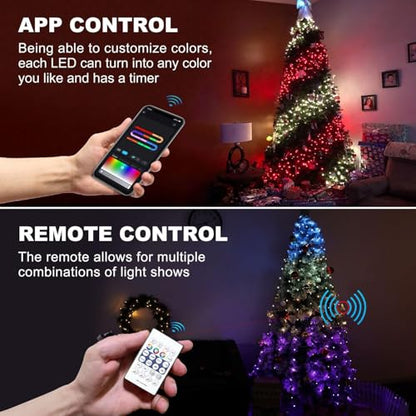 Smart LED Christmas Tree String Lights with Ring App Control - 400 LEDs, Indoor Outdoor, Multicolor or Warm White