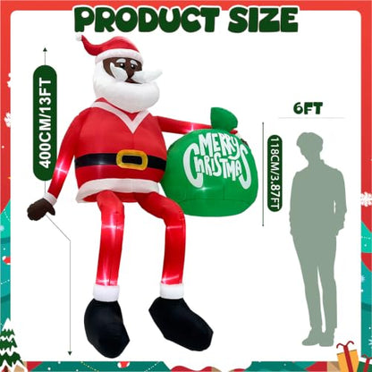 Giant 13 FT Black Santa Inflatable Christmas Decorations Outdoor Yard Decor