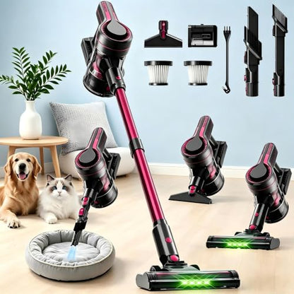 Cordless Stick Vacuum Cleaner 600W 35KPA 60-Minute Battery Fuchsia