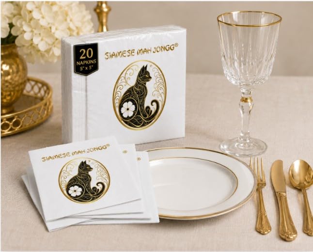 Elegant Siamese Cat Cocktail Napkins - 20 Count, 3-Ply Paper Party Supplies