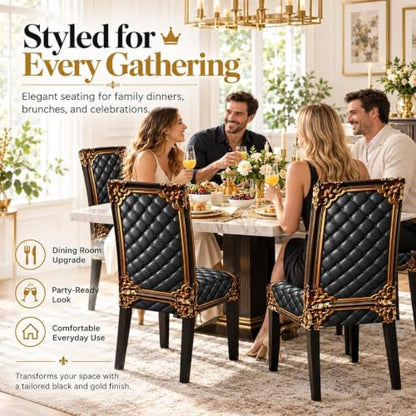 6pcs Washable Baroque Chair Covers - Elegant Dining Slipcovers for Chairs
