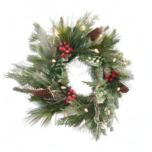 18-Inch Pre-lit Christmas Wreath with Battery-Operated LED Lights, Flocked Branches — Indoor & Outdoor Decor