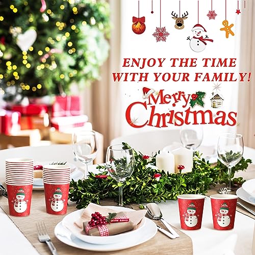 Christmas Paper Cups 9 Oz Snowman Style Pack of 200 - Hot Cold Drinks