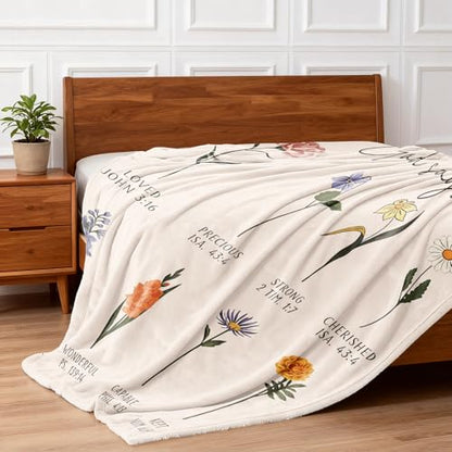Christian Floral Throw Blanket - Religious Gifts for Women and Girls 40x60