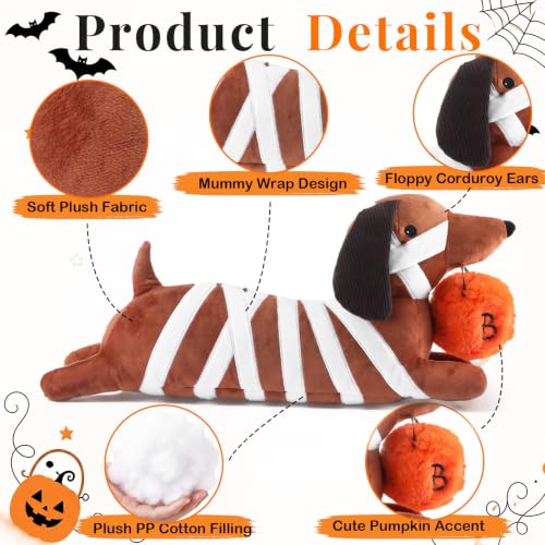 Halloween Mummy Dachshund Pillow - 19 Inch Cute Seasonal Dog Decor