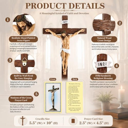 Reviamz 10 Inch Jesus Crucifix Wall Cross Catholic Decor Religious Wall Art