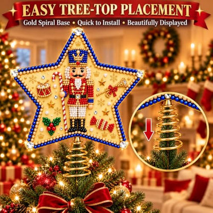 Christmas Tree Topper Kit Pearl Diamond Art Star Nutcracker 7.87in - Nutcracker Variation