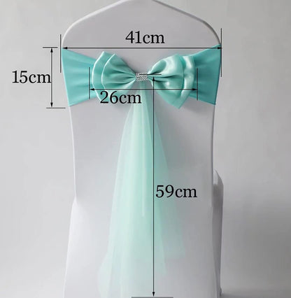 Skiennix 6Pcs Stretch Satin Chair Sashes - Elegant Black Bows for Wedding & Event Decor