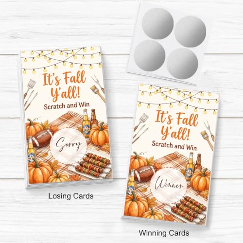 It's Fall Y'all Bonfire Picnic Party Scratch Off Cards Red027 - 50 Pack