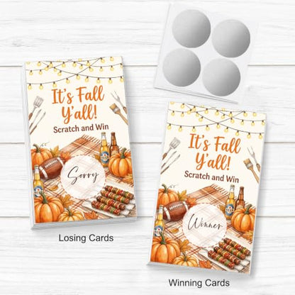 It's Fall Y'all Bonfire Picnic Party Scratch Off Cards Red027 - 50 Pack