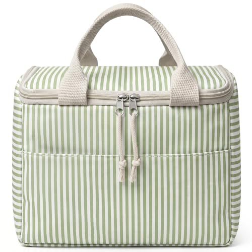 Insulated Lunch Tote Bag for Women and Men Light Green Reusable Cooler