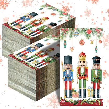 Christmas Nutcracker Guest Napkins – 200 Disposable Paper Towels for Holiday Parties