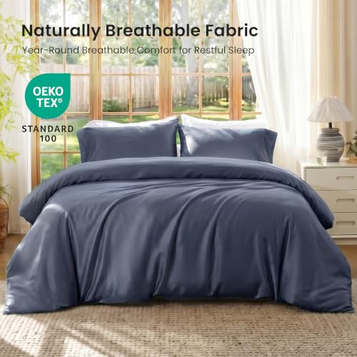 Queen Size Bamboo Rayon Duvet Cover Set - Silky Soft, Breathable & Temperature Regulating