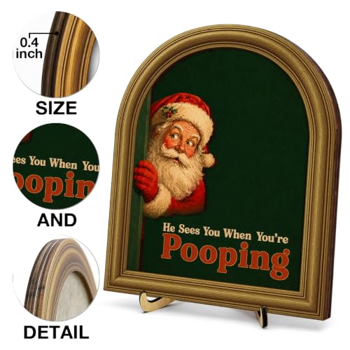 Christmas Santa Peeking Wall Art Sign - Rustic Holiday Decor - Variation 13