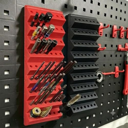 Red 1/4" Hex Bit Organizer - Modular Interlocking Drill Bit Holder