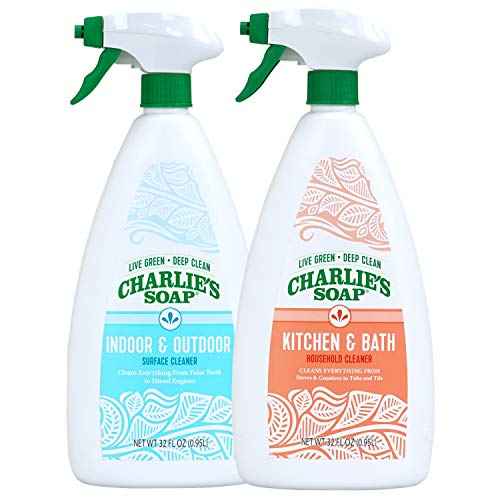 Charlie's Soap Indoor Outdoor and Kitchen & Bath Cleaner Variety Pack, 32 oz Each