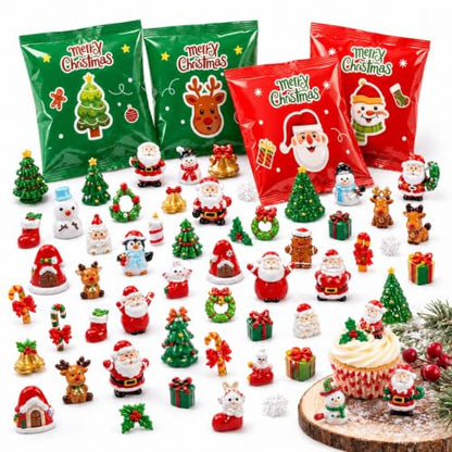 Christmas Miniature Figurines Set for Holiday Decorations and Stocking Stuffers