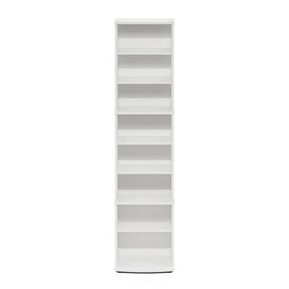 Furinno Jaya DVD Shelf, 8-Tier Tall Narrow CD Rack, Media Shelf with Adjustable Shelves, DVD Storage Cabinets for CD Blueray Game Disc, Easy Assembly, for Living Room, Home Office, White