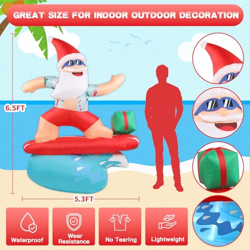 6ft Outdoor Inflatable Santa Christmas Decorations with Lights