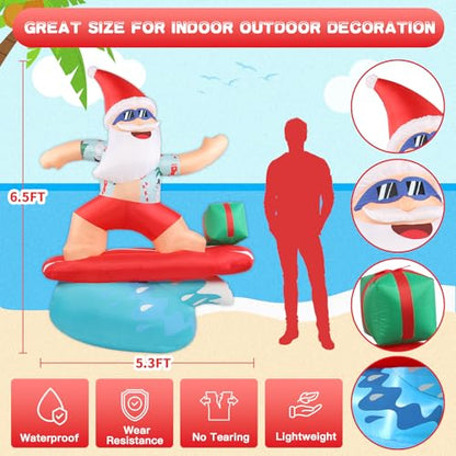 6ft Outdoor Inflatable Santa Christmas Decorations with Lights