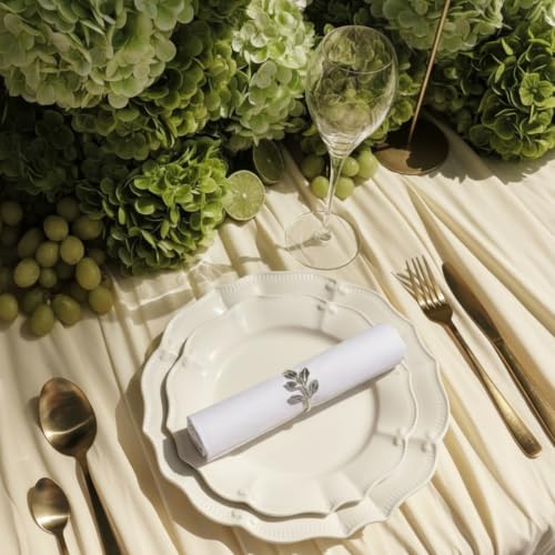 Set of 12 Silver Leaf Napkin Rings for Table Decor - Elegant Kitchen & Dining Accessory