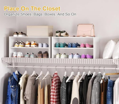 2-Tier Small Shoe Rack Organizer - White, 28.5 Inch, Holds 9-12 Pairs - Stackable Closet Storage