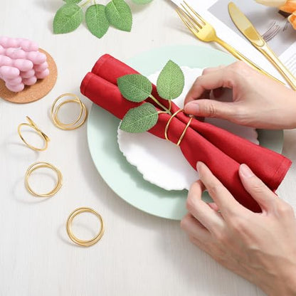 Gold Napkin Rings Bulk Set - Elegant Spiral Metal Holders for Weddings & Parties