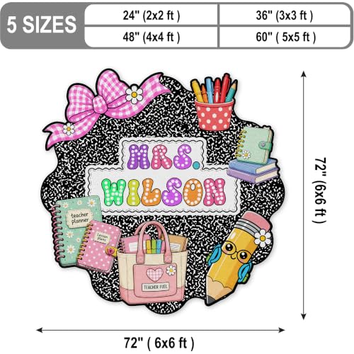 Personalized Classroom Shaped Rug for Kids with Name - Composition Notebook Design