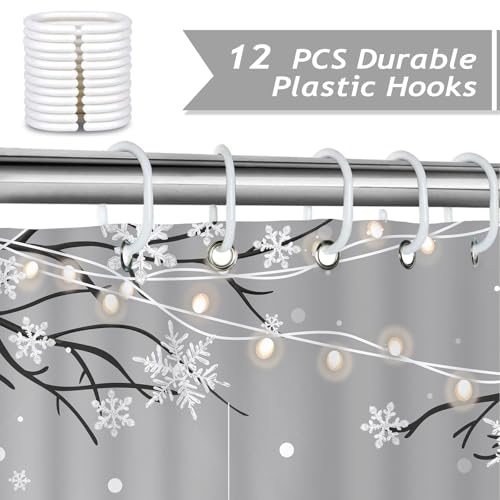 Christmas Snowman Shower Curtain - 72x72 Inch Silver Grey Holiday Bathroom Decor - Variation of Christmas Snowman / 72W x 72L