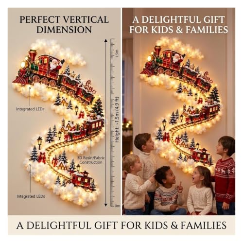 Christmas Magic Trail Wall Light - 3D LED Holiday Decor, Wall Mounted