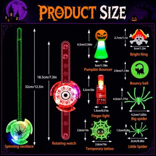Halloween Glow Party Favors Bulk Pack with Tattoos & Accessories
