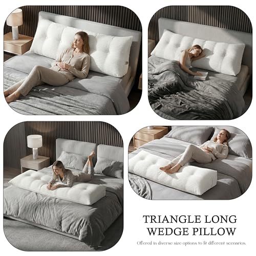 King White Triangle Wedge Pillow for Headboard - Reading & Support Cushion