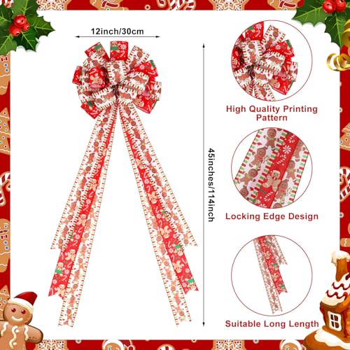 Gingerbread Christmas Tree Topper Bow - 45x12 Inches, Holiday Decor