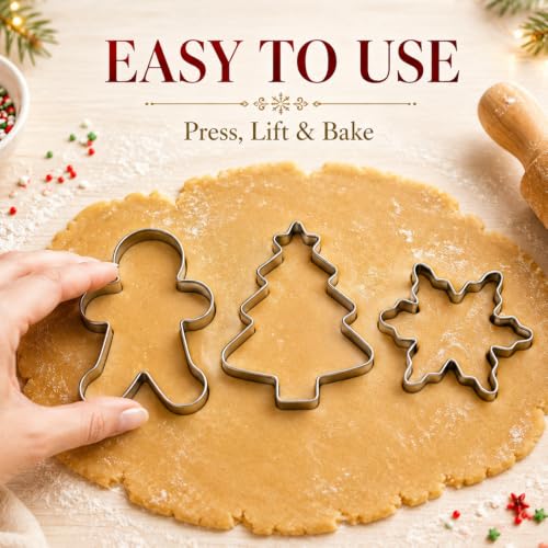 9-Piece Stainless Steel Christmas Cookie Cutter Set for Baking & Decorations
